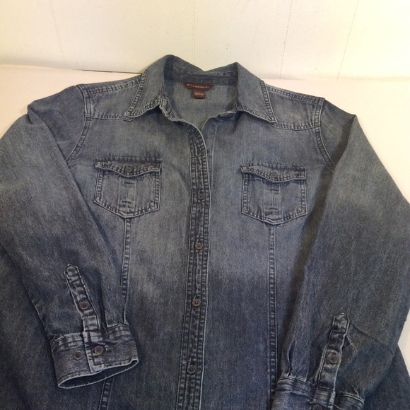 Denim Western shirt Bit & Bridle Button down Women’s Size Large - Picture 7 of 7